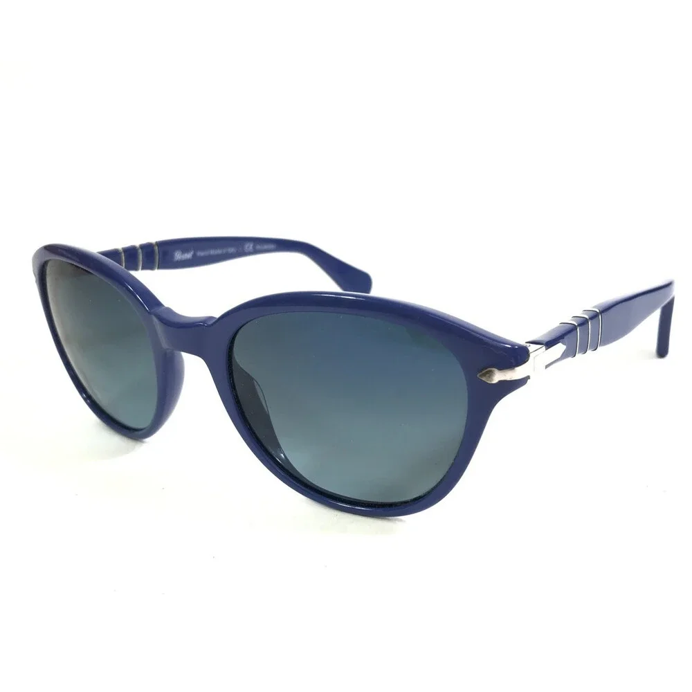 Persol Sunglasses 3025-S 962/S3 Blue Silver Frames with Blue Polarized Lenses